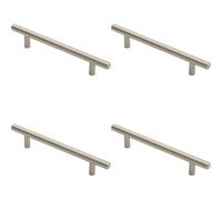 4x Round T Bar Cabinet Pull Handle 188 x 12mm 128mm Fixing Centres Satin Nickel Loops Metallics One Size