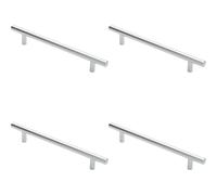 4x Round T Bar Cabinet Pull Handle 220 x 12mm 160mm Fixing Centres Chrome