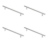 4x Round T Bar Cabinet Pull Handle 252 x 12mm 192mm Fixing Centres Chrome