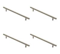 4x Round T Bar Cabinet Pull Handle 252 x 12mm 192mm Fixing Centres Satin Nickel
