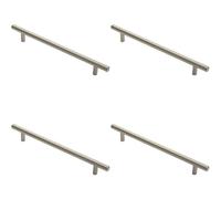 4x Round T Bar Cabinet Pull Handle 252 x 12mm 192mm Fixing Centres Satin Nickel Loops Metallics One Size