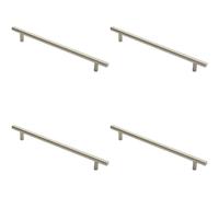 4x Round T Bar Cabinet Pull Handle 284 x 12mm 224mm Fixing Centres Satin Nickel