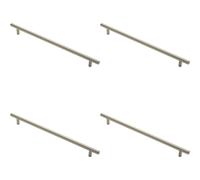 4x Round T Bar Cabinet Pull Handle 348 x 12mm 288mm Fixing Centres Satin Nickel