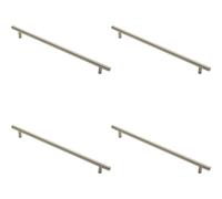 4x Round T Bar Cabinet Pull Handle 348 x 12mm 288mm Fixing Centres Satin Nickel Loops Metallics One Size