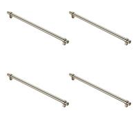 4x Round T Bar Cabinet Pull Handle 360 x 14mm 320mm Fixing Centres Satin Nickel