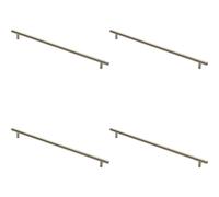 4x Round T Bar Cabinet Pull Handle 444 x 12mm 384mm Fixing Centres Satin Nickel Loops Metallics One Size