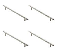 4x Round T Bar Cabinet Pull Handle 828 x 12mm 768mm Fixing Centres Satin Nickel