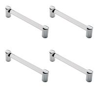 4x Round Tube Pull Handle 148 x 16mm 128mm Fixing Centres Clear & Chrome