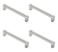 4x Round Tube Pull Handle 176 x 16mm 160mm Fixing Centres Satin Nickel & Chrome