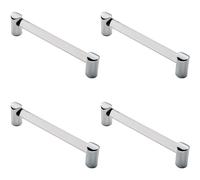 4x Round Tube Pull Handle 180 x 16mm 160mm Fixing Centres Clear & Chrome
