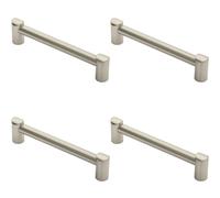 4x Round Tube Pull Handle 180 x 16mm 160mm Fixing Centres Satin Nickel