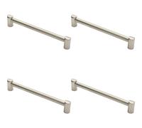 4x Round Tube Pull Handle 244 x 16mm 224mm Fixing Centres Satin Nickel