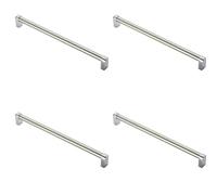 4x Round Tube Pull Handle 336 x 16mm 320mm Fixing Centres Satin Nickel & Chrome