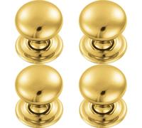 4x Round Victorian Cupboard Door Knob 32mm Dia Polished Brass Cabinet Handle Loops Metallics One Size