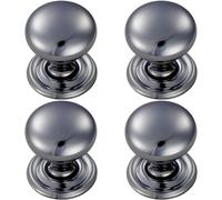 4x Round Victorian Cupboard Door Knob 32mm Dia Polished Chrome Cabinet Handle Loops Multi One Size