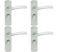 4x Rounded Curved Bar Handle on Bathroom Backplate 170 x 42mm Satin Chrome