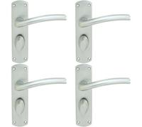 4x Rounded Curved Bar Handle on Bathroom Backplate 170 x 42mm Satin Chrome