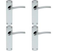 4x Rounded Curved Bar Handle on Latch Backplate 170 x 42mm Polished Chrome