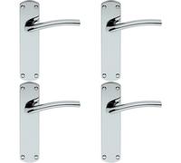 4x Rounded Curved Bar Handle on Latch Backplate 170 x 42mm Polished Chrome