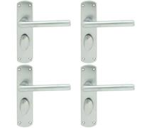 4x Rounded Straight Bar Handle on Bathroom Backplate 170 x 42mm Satin Chrome