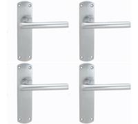 4x Rounded Straight Bar Handle on Latch Backplate 170 x 42mm Satin Chrome