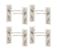 Urbn-Living Urbnliving 159mm Length 12 Pcs Como Dual Metal & Satin Nickel Keyhole Lever Latch Door Handles Set