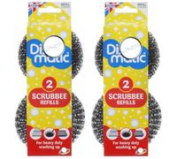 4x Scrubbee Stainless Steel Scourer Head Refills for Cleaning BBQ, Grill, Oven - Kitchen Washing-Up Handle Refills - Bundled by GetInStyle Shop