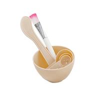 4x /Set Facial Brush Bowl Spoon Kit Bar DIY Beauty Tool Skin Care Homemade Mixing Supply Professional Salon Beige
