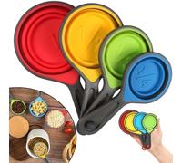 4X Silicone Collapsible Measuring Cup Set for Baking Cooking - Space Saving Stackable BPA-Free Kitchen Utensils - Dry Liquid Food Grade Cups - Dishwasher Safe