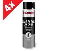 4x Simoniz Clear Lacquer Spray 500ml Aerosol Smooth High Gloss Shine Finish