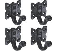4x Single Ornate Wardrobe Hook on Butterfly Backplate 47mm Proj Black Antique