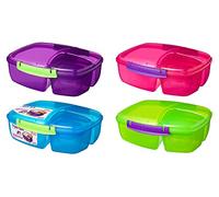4x Sistema Lunch Triple Split Lunch Boxes with Yoghurt Pot, 2 L