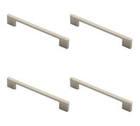 4x Slim D Shape Pull Handle 152 x 7.5mm 128mm Fixing Centres Satin Nickel