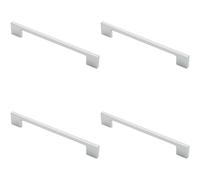 4x Slim D Shape Pull Handle 190 x 7mm 160mm Fixing Centres Polished Chrome