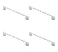 4x Slim D Shape Pull Handle 220 x 8.5mm 192mm Fixing Centres Polished Chrome