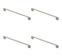 4x Slim D Shape Pull Handle 290 x 9mm 256mm Fixing Centres Satin Nickel