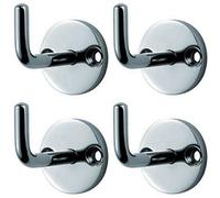 4X Slimline Coat Hook On Round Rose 45mm Projection Bright Stainless Steel