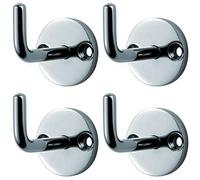 4x Slimline Coat Hook on Round Rose 45mm Projection Bright Stainless Steel
