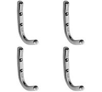 4X Slimline One Piece Coat Hook 55mm Projection Bright Stainless Steel