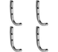 4x Slimline One Piece Coat Hook 55mm Projection Satin Stainless Steel
