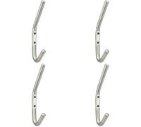 4x Slimline One Piece Hat & Coat Hook 59mm Projection Satin Stainless Steel