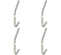 4x Slimline One Piece Hat & Coat Hook 59mm Projection Satin Stainless Steel