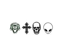 4X Small finger Semi Permanent Tattoo Waterproof Lasts 1-2 weeks tiger cross skull alien head