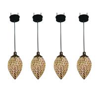 4X Solar Powered LED Moroccan Hanging Lantern Retro Moroccan Pattern Projection Lamp Outdoor Garden Fairy Light Kit