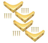 4X Solid Brass Corner Bracket 50mm/ 2-Inch Right Angle Traditional Vintage Chest Corner Bracket with Fixing Screw for Chest Box Cupboard Desk Drawer Cabinet Table and Multi Use.