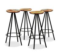 4x Solid Reclaimed Wood and Steel Bar Stools Kitchen Dining Chair Seat vidaXL