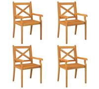 4x Solid Wood Acacia Outdoor Dining Chairs Seat Accent Chair vidaXL