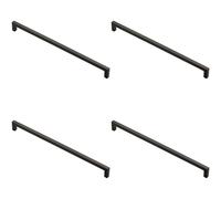 4x Square Block Handle Pull Handle 330 x 10mm 320mm Fixing Centres Matt Black