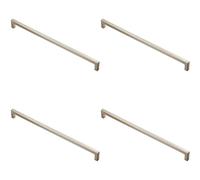 4x Square Block Handle Pull Handle 330 x 10mm 320mm Fixing Centres Satin Nickel