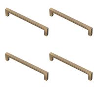 4x Square Block Pull Handle 170 x 10mm 160mm Fixing Centres Antique Brass